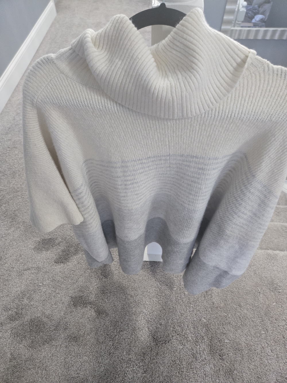 Talbots Colorblock Cowlneck Poncho Sweater Cream Gray. Size M/L